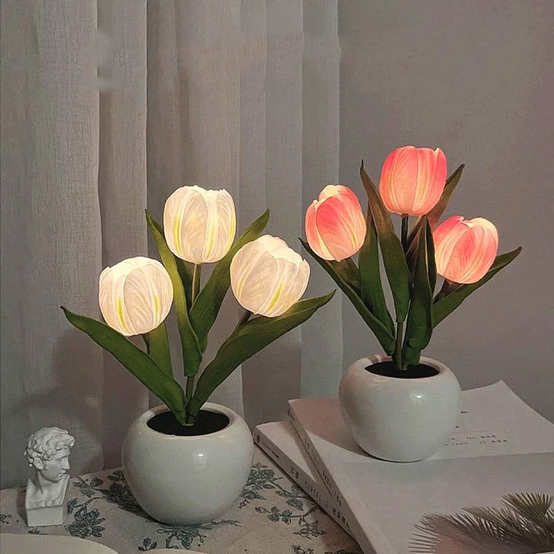 TulipGlow | Elegant Realistic LED Table Lamp for Home Ambiance 5