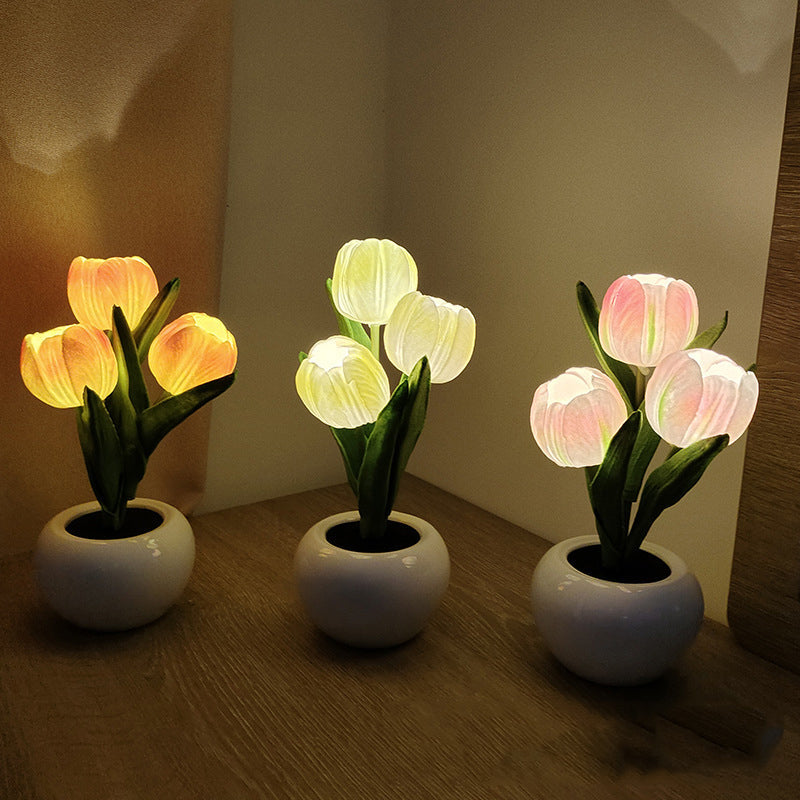 TulipGlow | Elegant Realistic LED Table Lamp for Home Ambiance 7