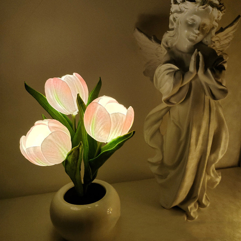 TulipGlow | Elegant Realistic LED Table Lamp for Home Ambiance 8