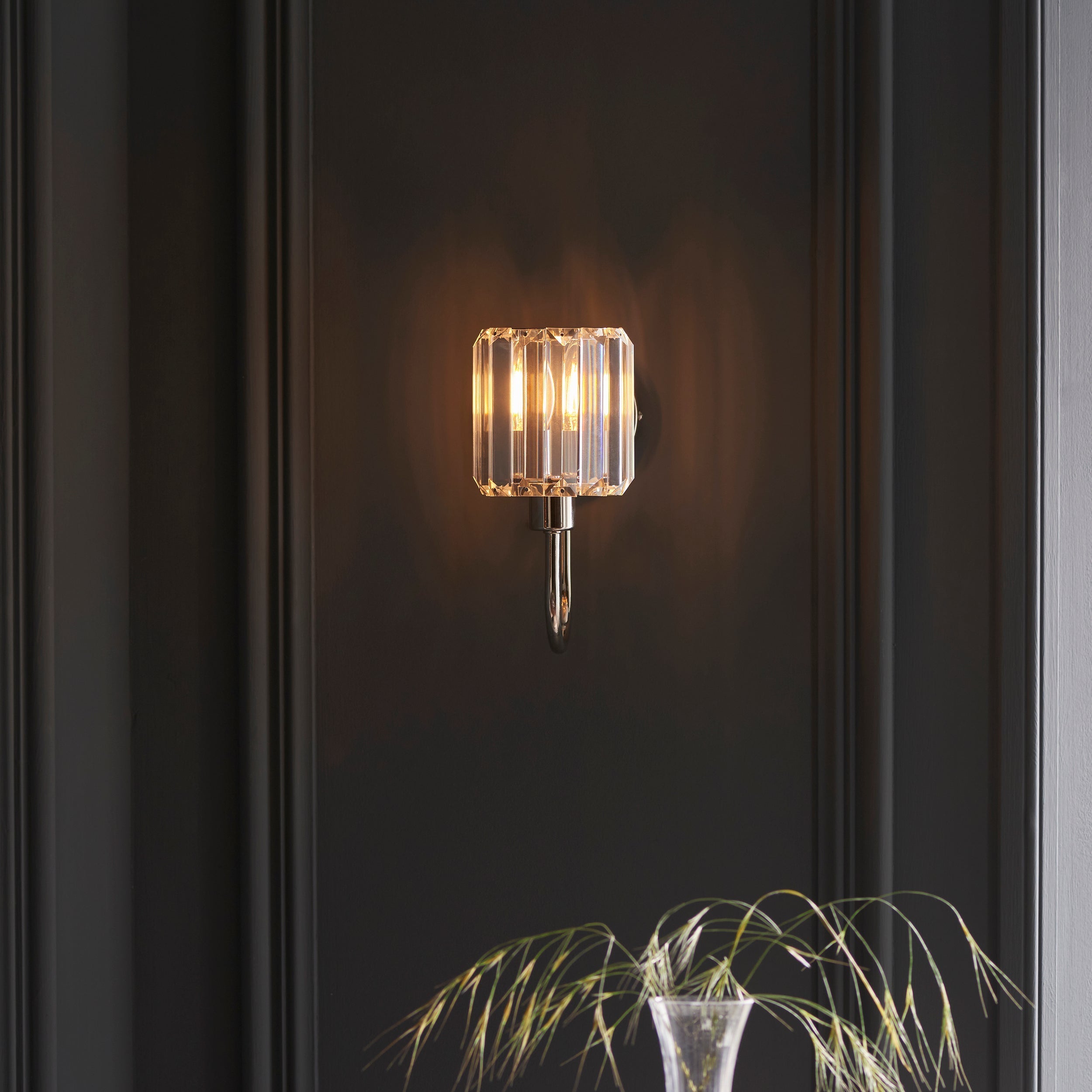 Elegant Wall Light | Bright Nickel Fixture with Decorative Glass Shade | Perfect for Living Spaces 3