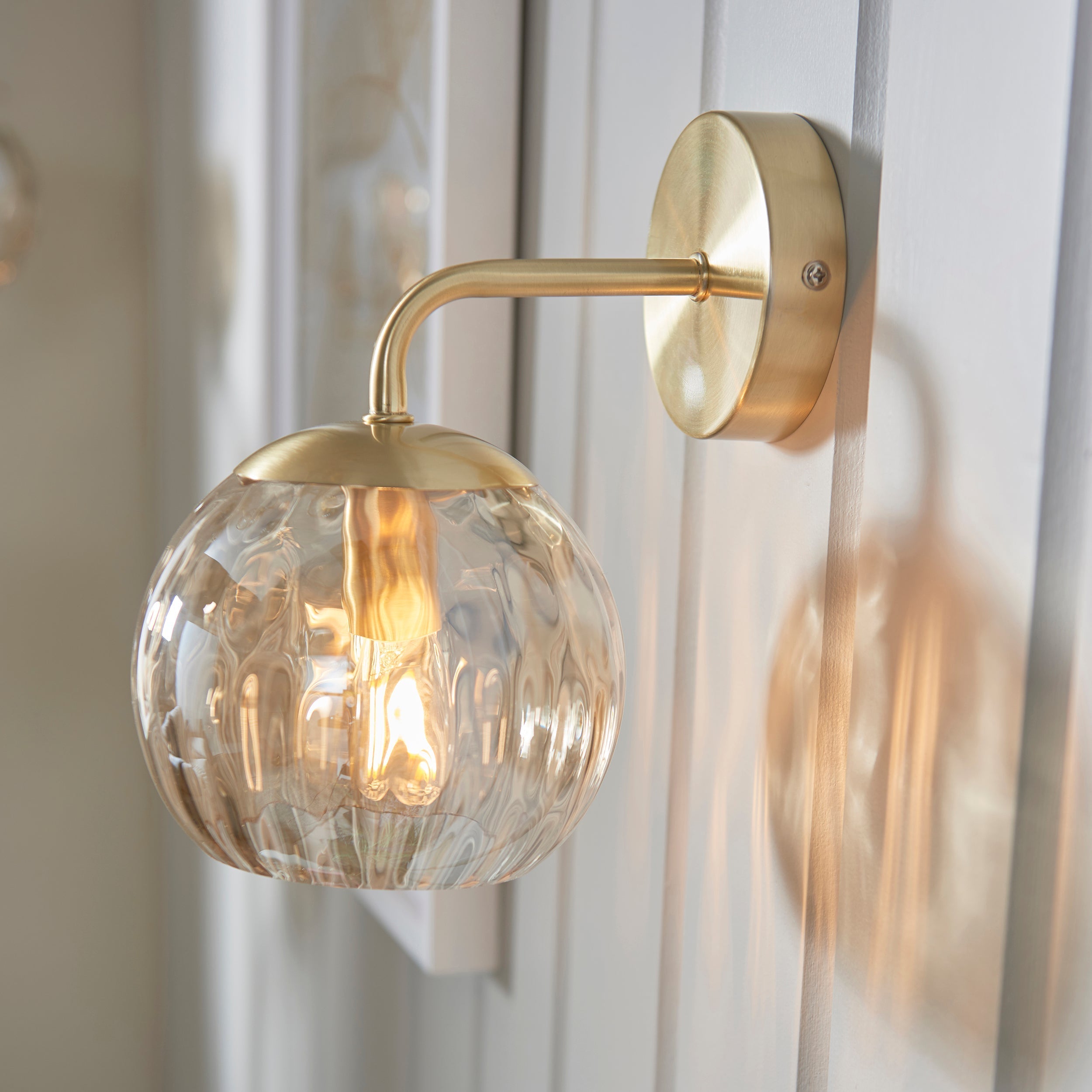 Elegant Wall Light | Satin Brass Bathroom Wall Sconce with Champagne Glass Design | Modern Aesthetic for Contemporary Homes 4