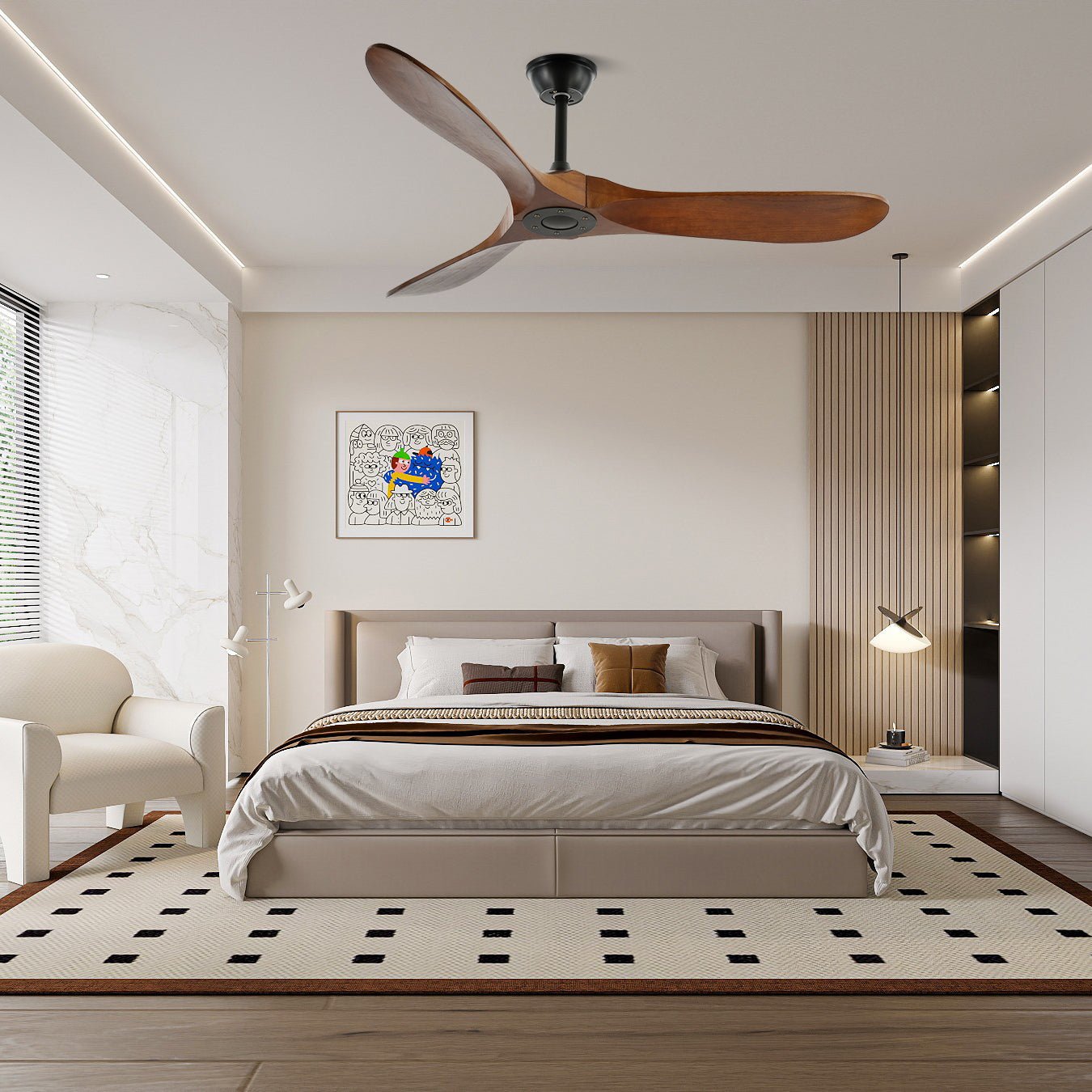 Elegant Wooden Ceiling Fan with Remote Control | Modern Design for Bedroom Comfort 3