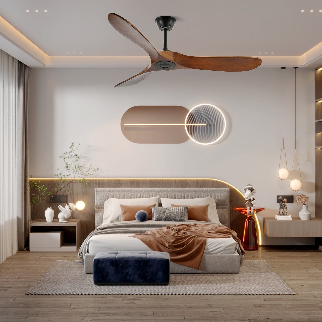 Elegant Wooden Ceiling Fan with Remote Control | Modern Design for Bedroom Comfort 4