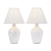 Elegant | Table Lamps for Bedroom with Cream Ceramic Base & Botanical Design | Twin Pack for Coordinated Lighting 1