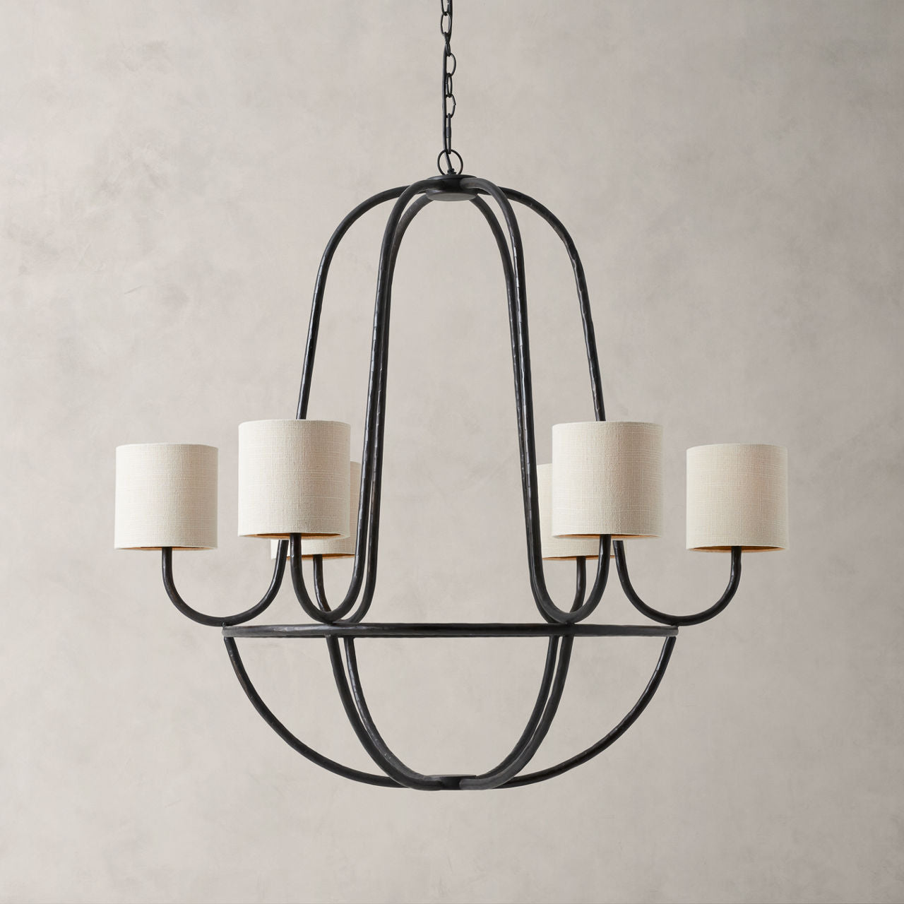 Freyza | Lithe Vintage Industrial Brass Fabric Chandelier – Industrial Dining Room Living Room