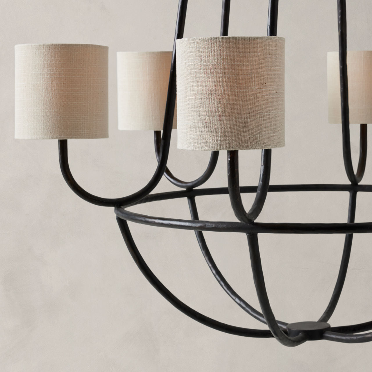Freyza | Lithe Vintage Industrial Brass Fabric Chandelier – Industrial Dining Room Living Room