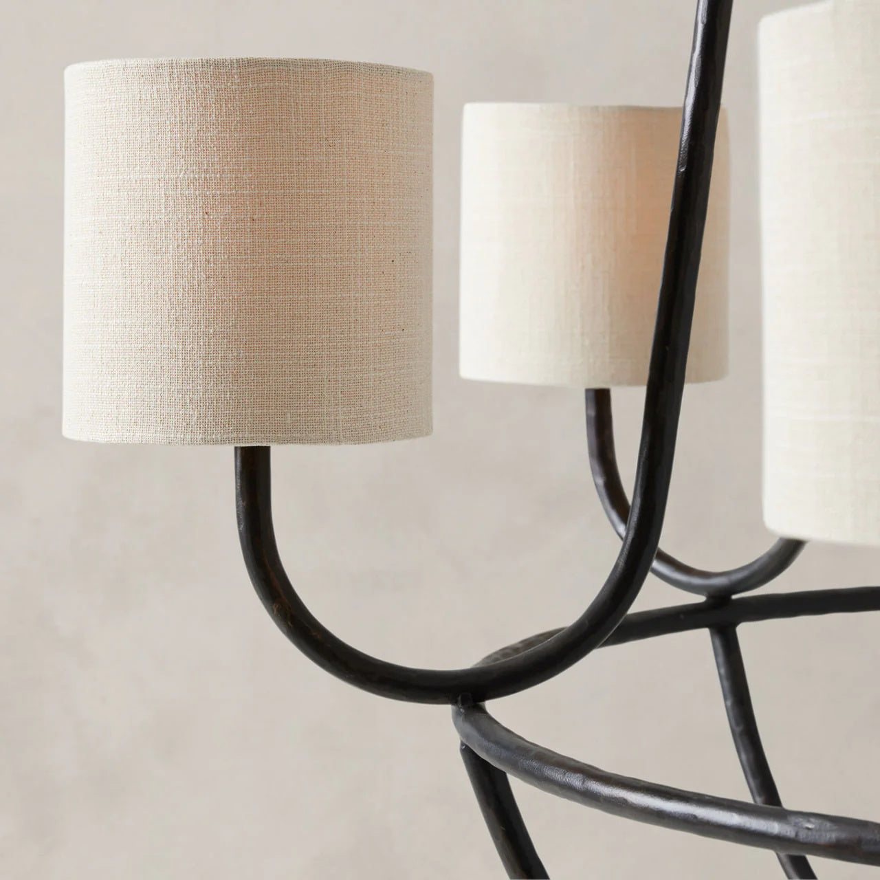 Freyza | Lithe Vintage Industrial Brass Fabric Chandelier – Industrial Dining Room Living Room