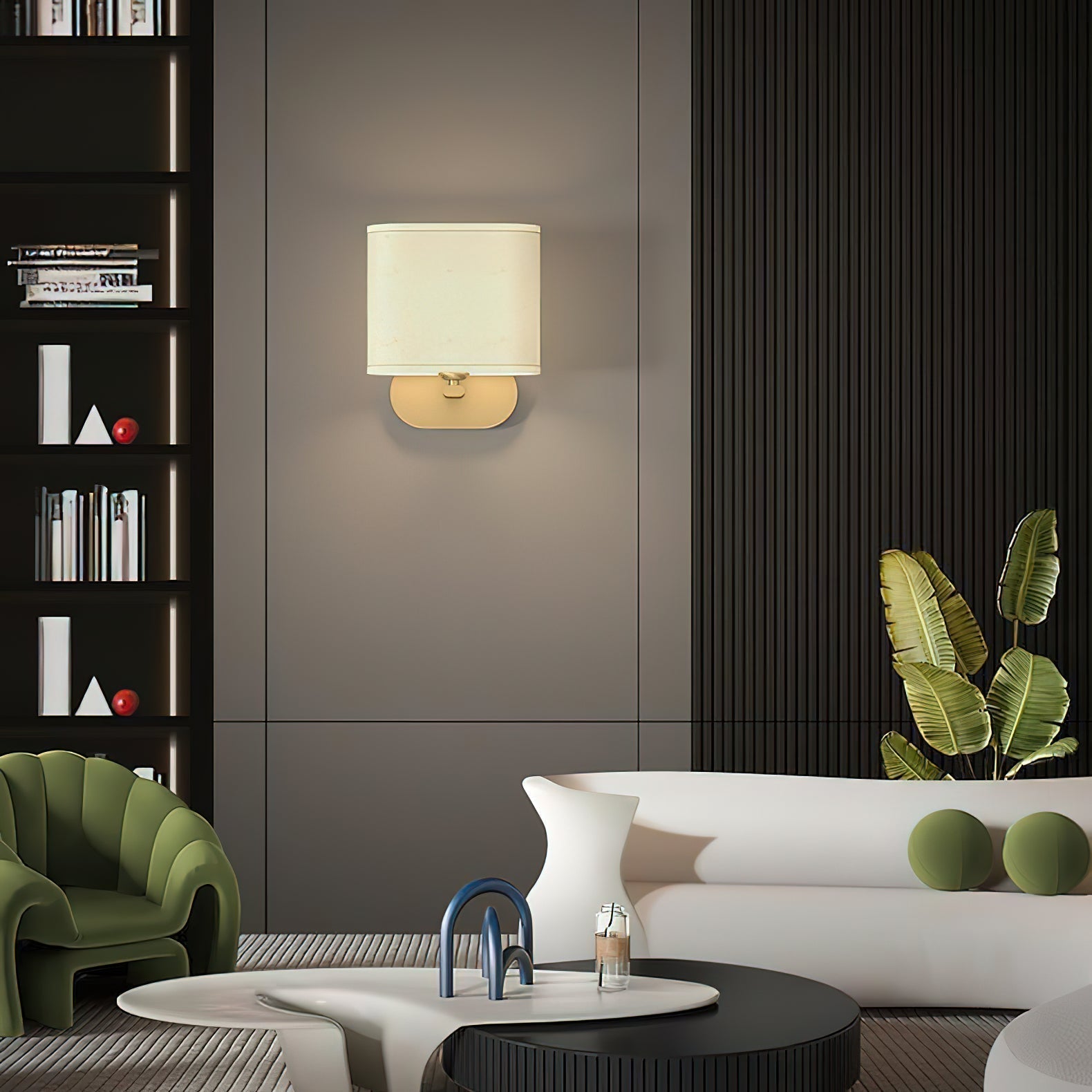 Freyza | Myth Brass Fabric Brass Fabric Wall Light – Bedroom Hallway