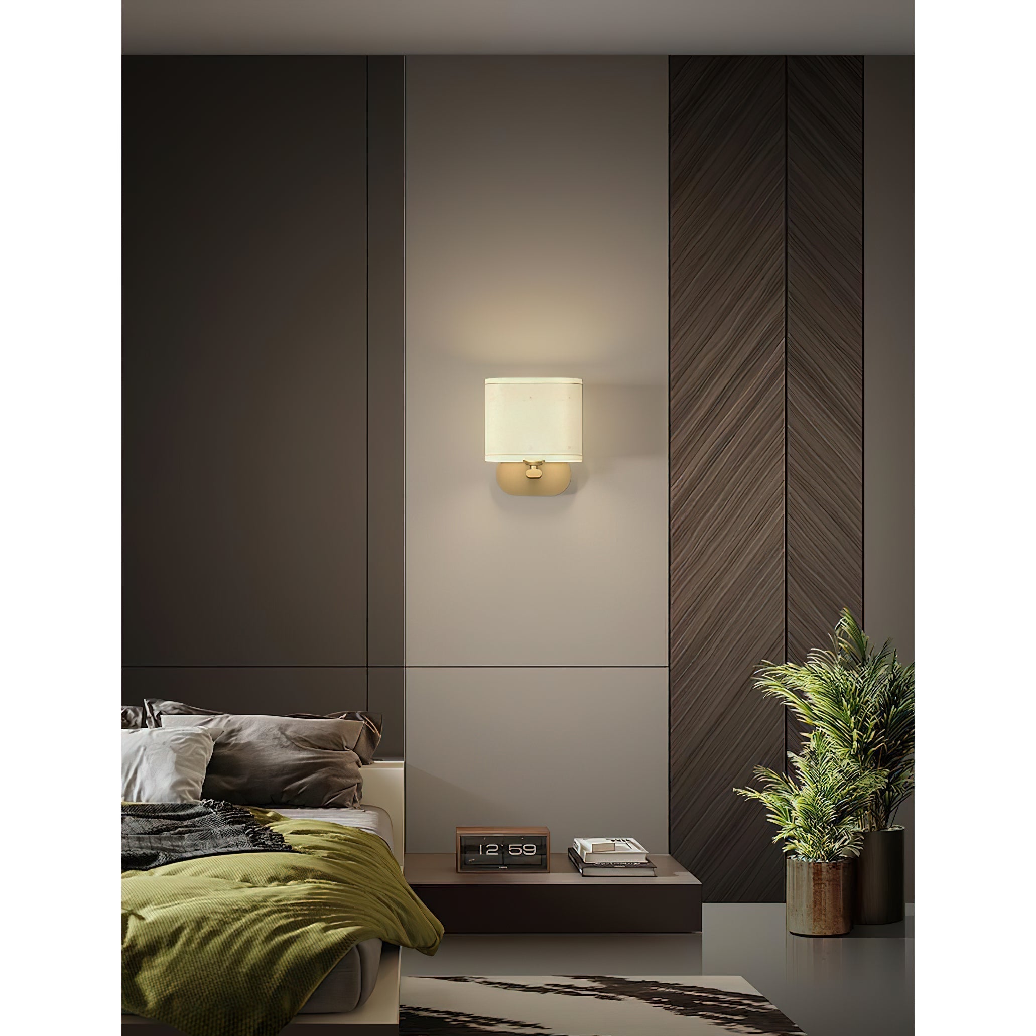 Freyza | Myth Brass Fabric Brass Fabric Wall Light – Bedroom Hallway