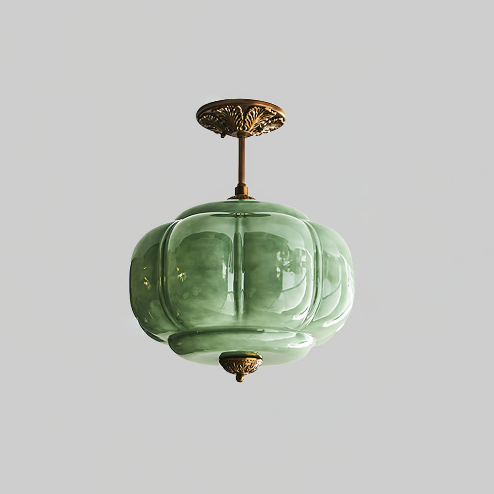 Freyza | Plafonnier encastré en verre vert Eldio – chambre, couloir, cuisine