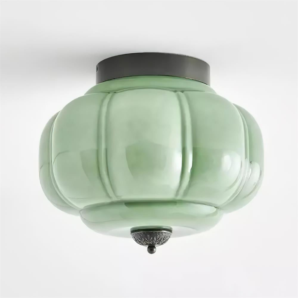 Freyza | Plafonnier affleurant en verre vert Elyra – chambre, couloir, cuisine
