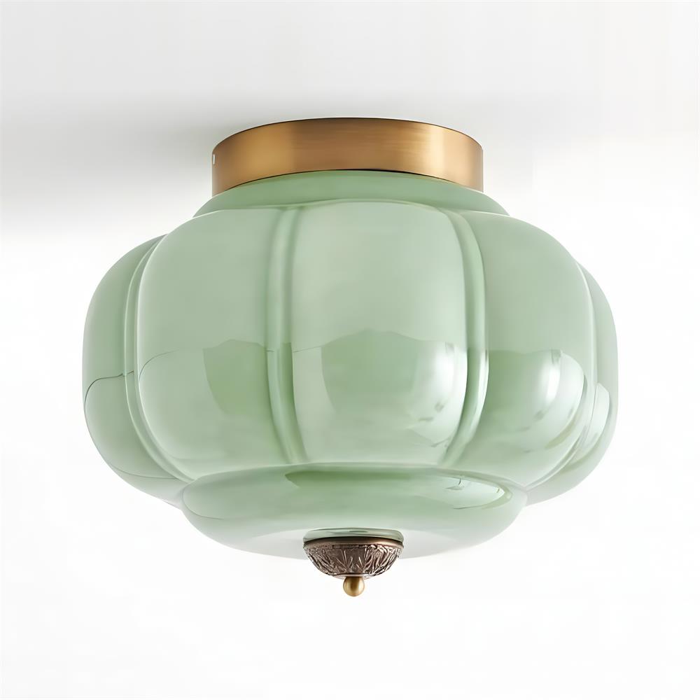 Freyza | Plafonnier affleurant en verre vert Elyra – chambre, couloir, cuisine