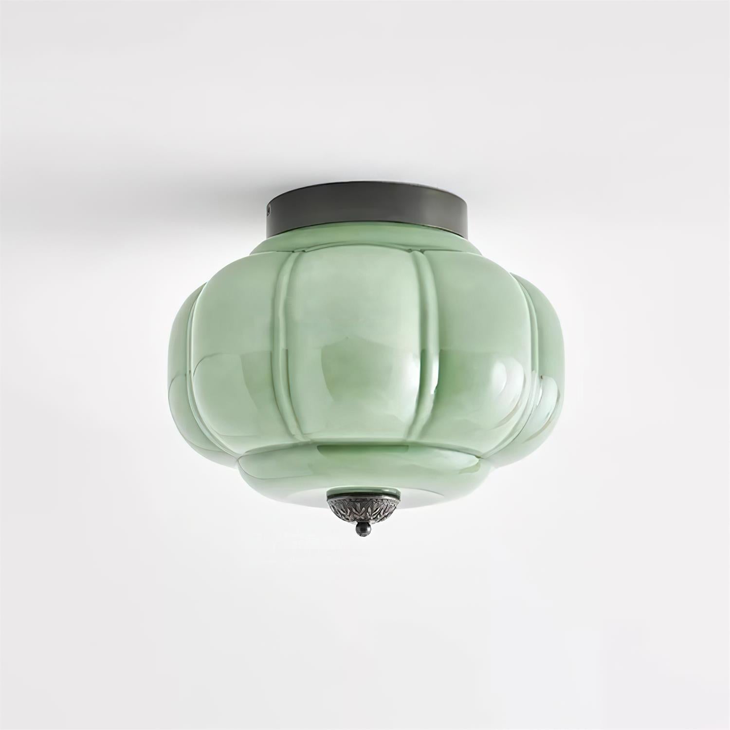 Freyza | Plafonnier affleurant en verre vert Elyra – chambre, couloir, cuisine