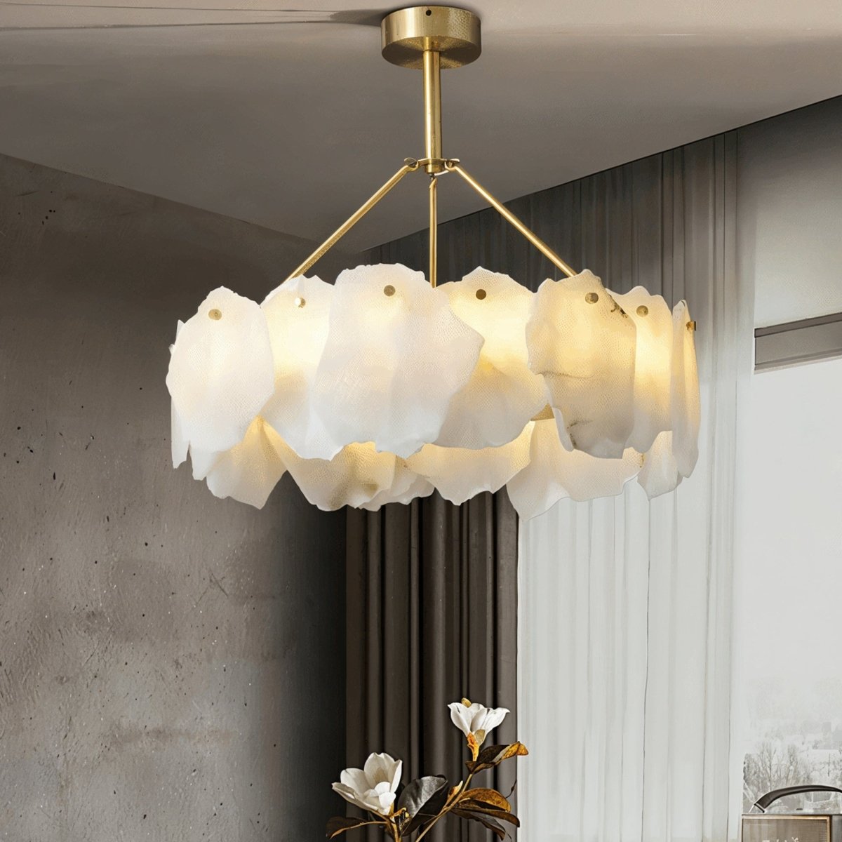 Freyza - Elegant Modern Alabaster Dining Room Chandelier Light