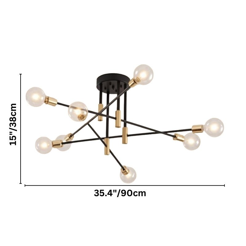 Freyza - ElynChic | Modern Black Iron Chandelier Light with Brass Accents