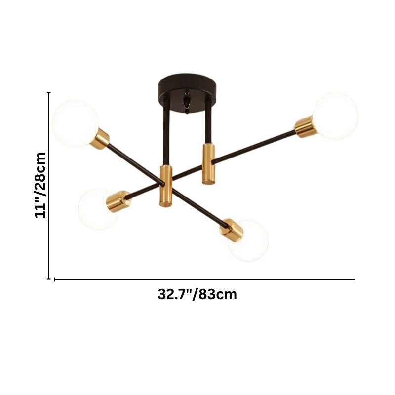 Freyza - ElynChic | Modern Black Iron Chandelier Light with Brass Accents