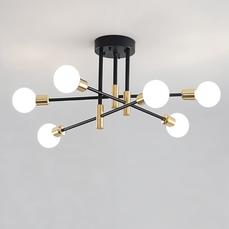 Freyza - ElynChic | Modern Black Iron Chandelier Light with Brass Accents