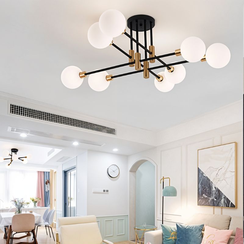 Freyza - ElynChic | Modern Black Iron Chandelier Light with Brass Accents