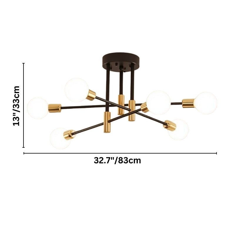 Freyza - ElynChic | Modern Black Iron Chandelier Light with Brass Accents