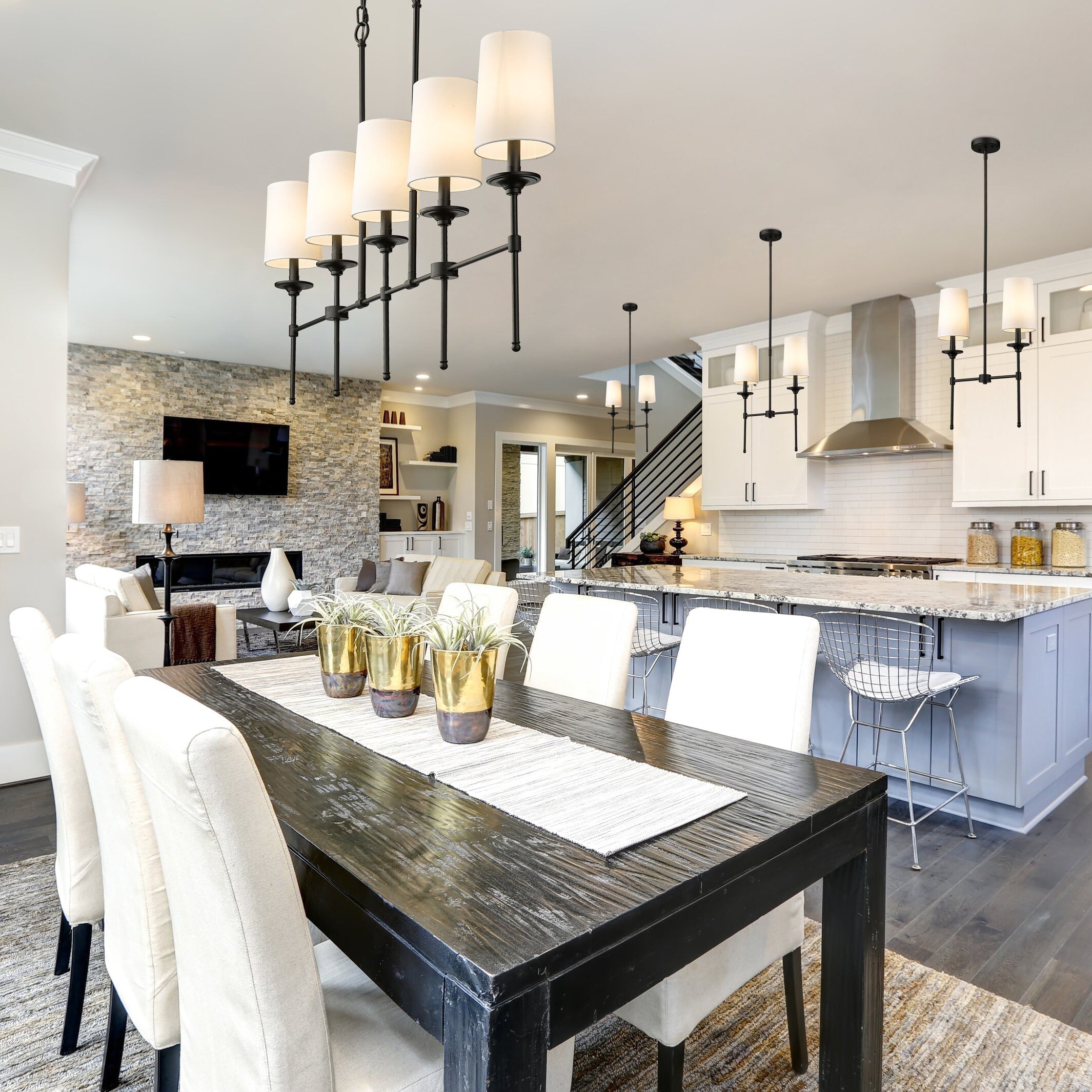 Freyza | Verinyra Vintage Industrial Brass Fabric Chandelier – Industrial Dining Room Living Room