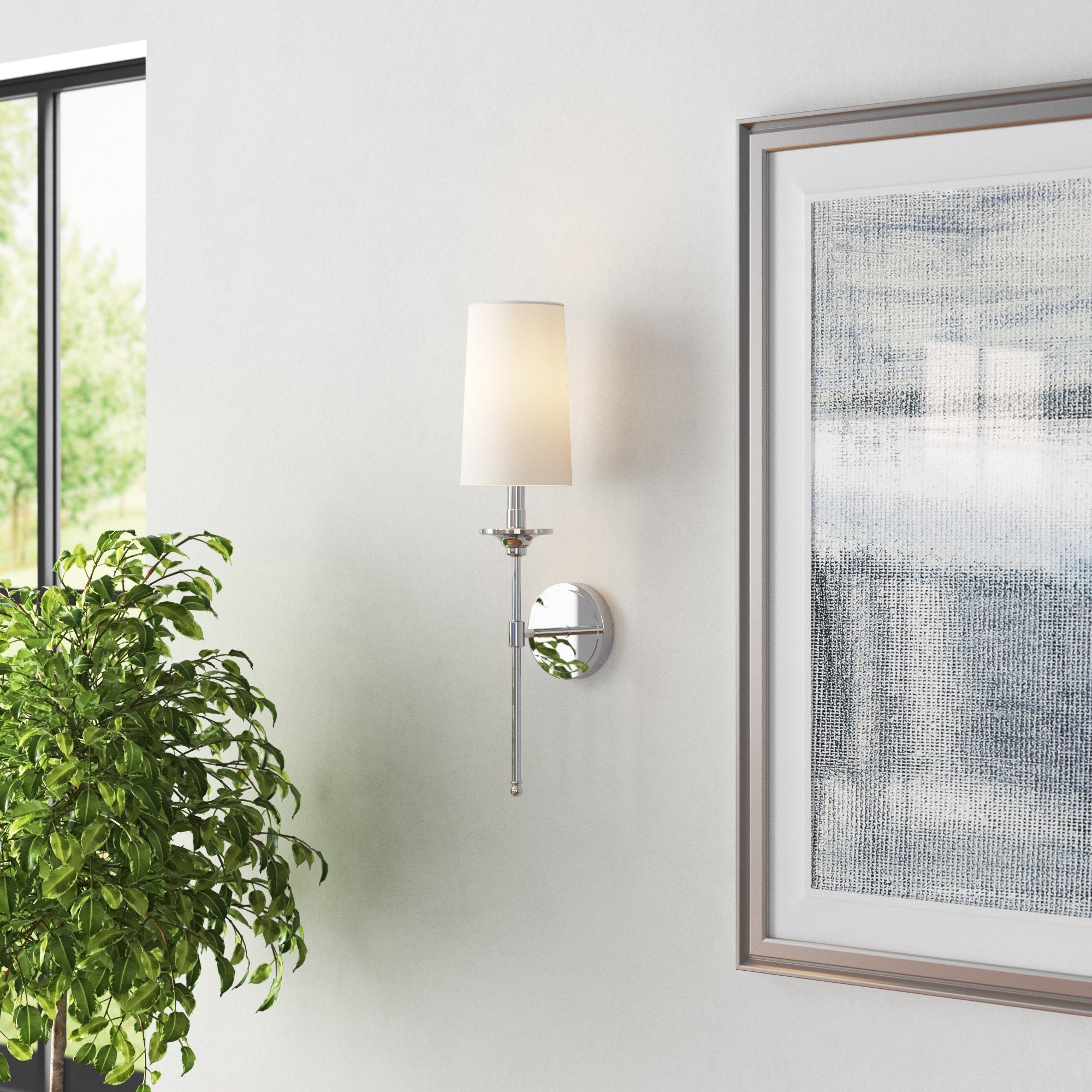 Freyza | Esileth Vintage-Industrielle Wandleuchte aus Messing mit Stoffschirm für Schlafzimmer und Flur