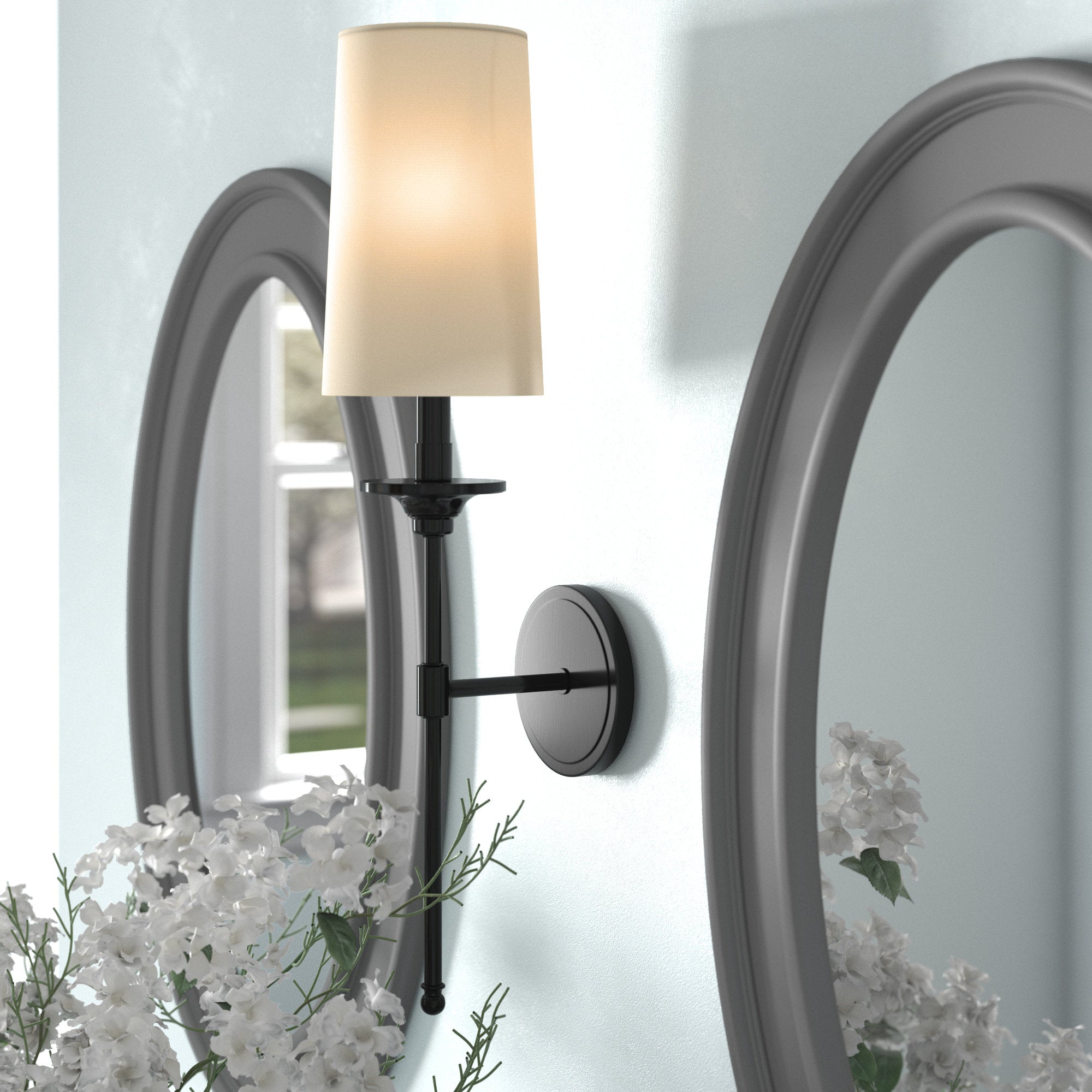 Freyza | Esileth Vintage-Industrielle Wandleuchte aus Messing mit Stoffschirm für Schlafzimmer und Flur