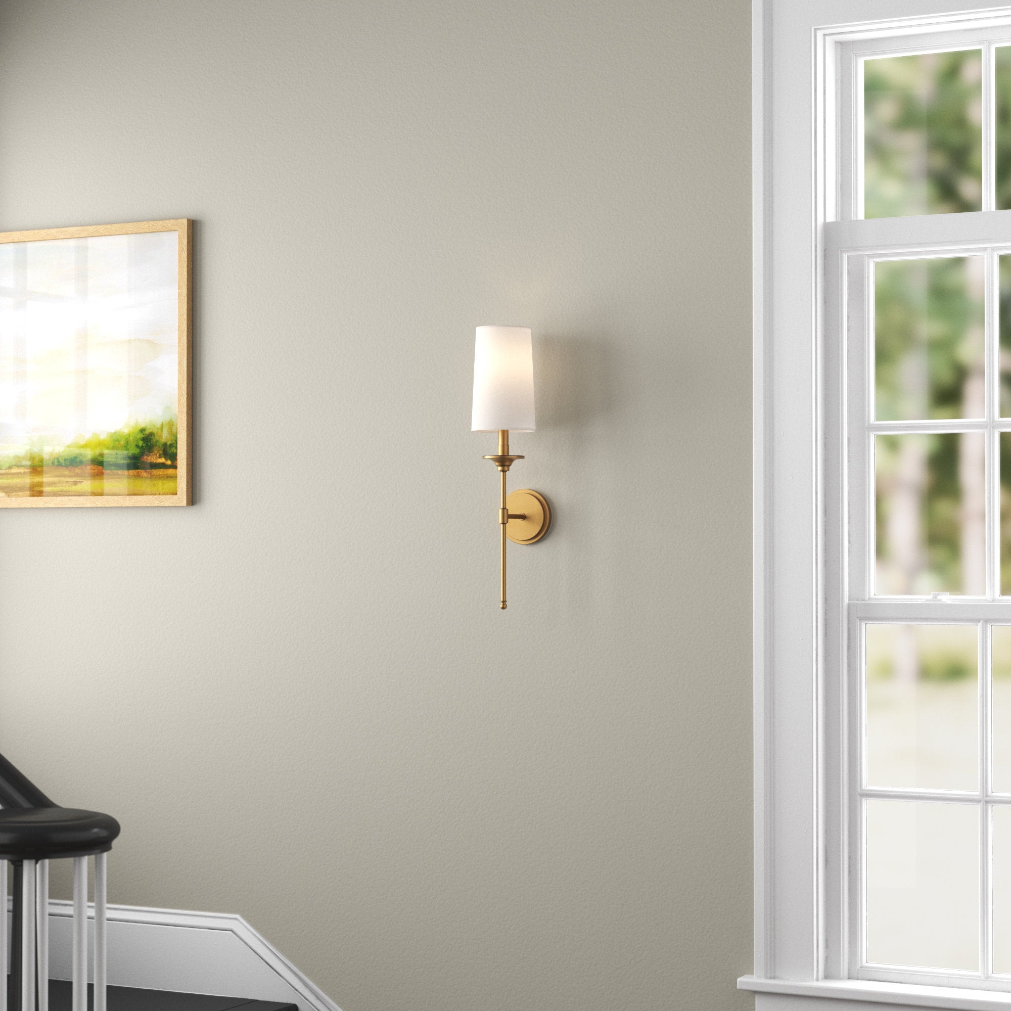 Freyza | Esileth Vintage-Industrielle Wandleuchte aus Messing mit Stoffschirm für Schlafzimmer und Flur