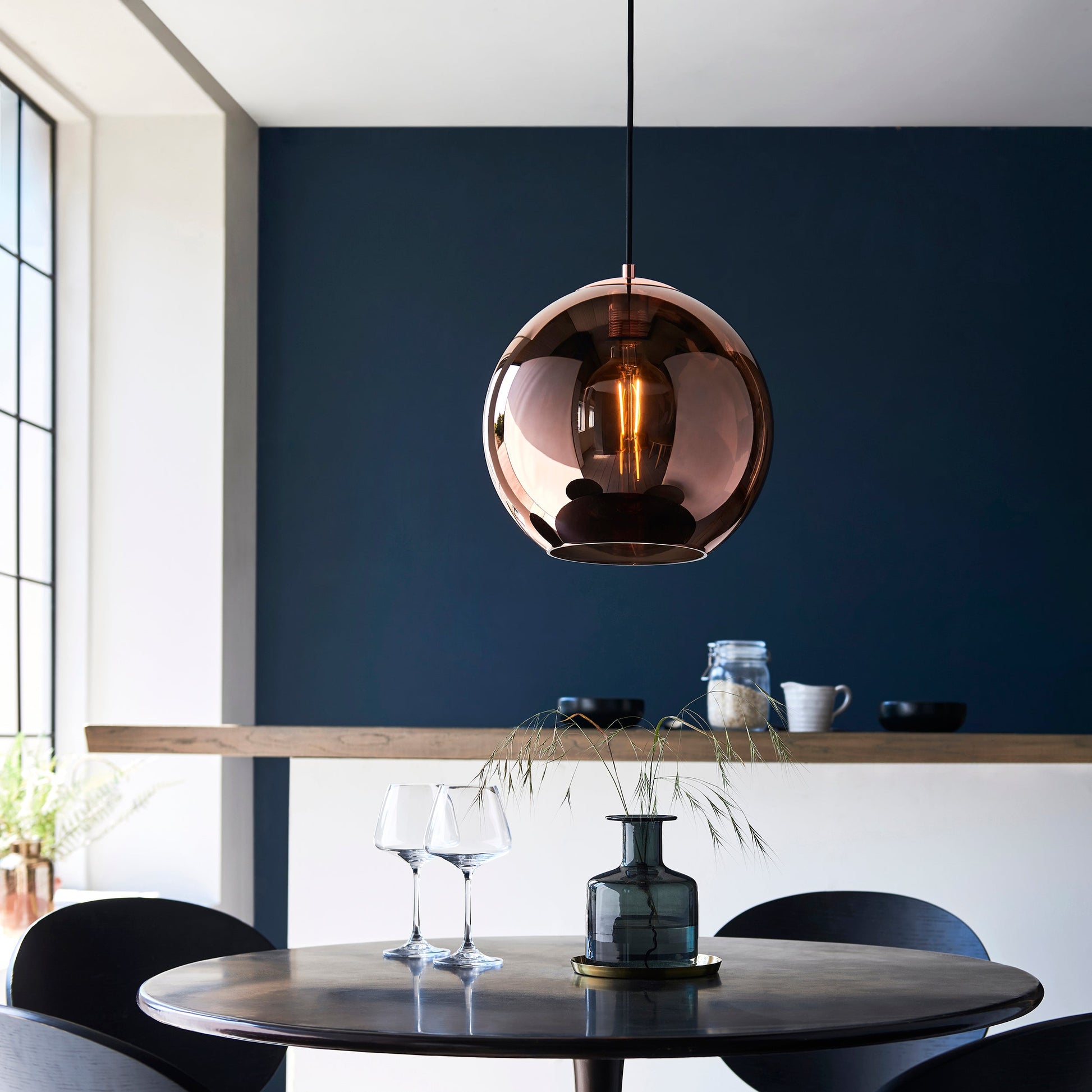 Endon Boli | Copper Mirrored Glass Pendant Light with Dimmable Feature | Modern Design for Contemporary Spaces 2