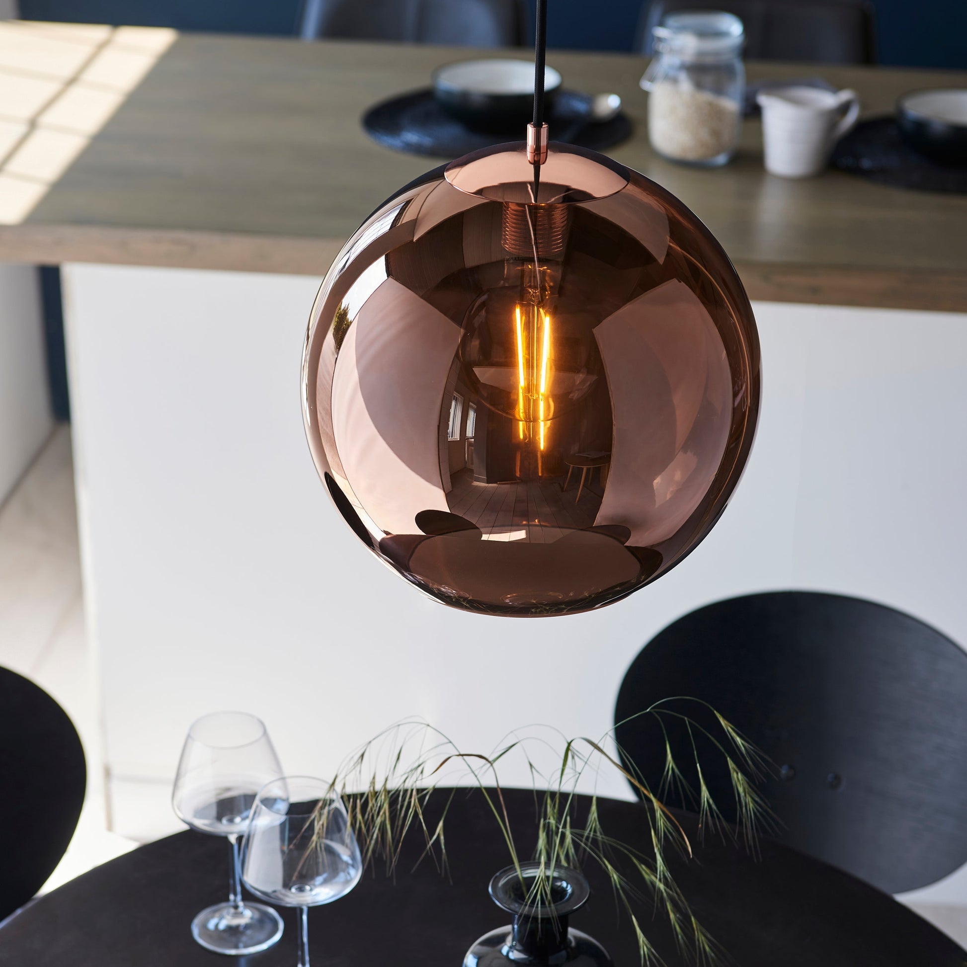 Endon Boli | Copper Mirrored Glass Pendant Light with Dimmable Feature | Modern Design for Contemporary Spaces 3