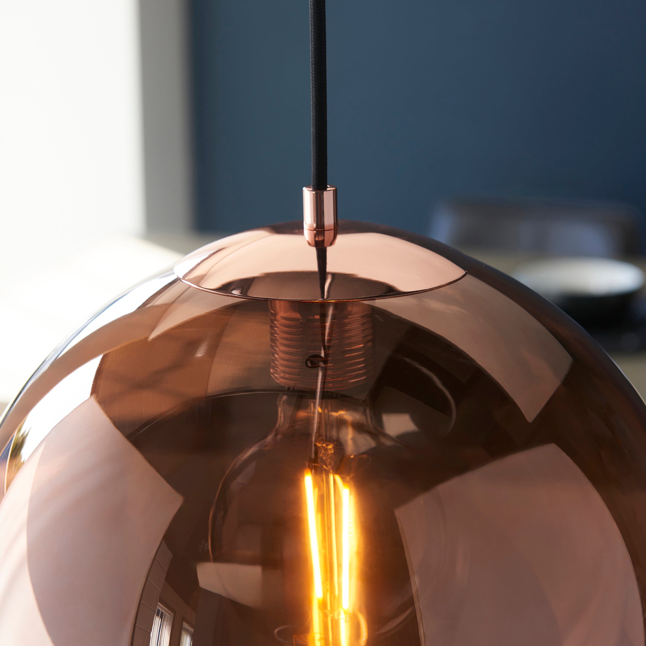 Endon Boli | Copper Mirrored Glass Pendant Light with Dimmable Feature | Modern Design for Contemporary Spaces 4