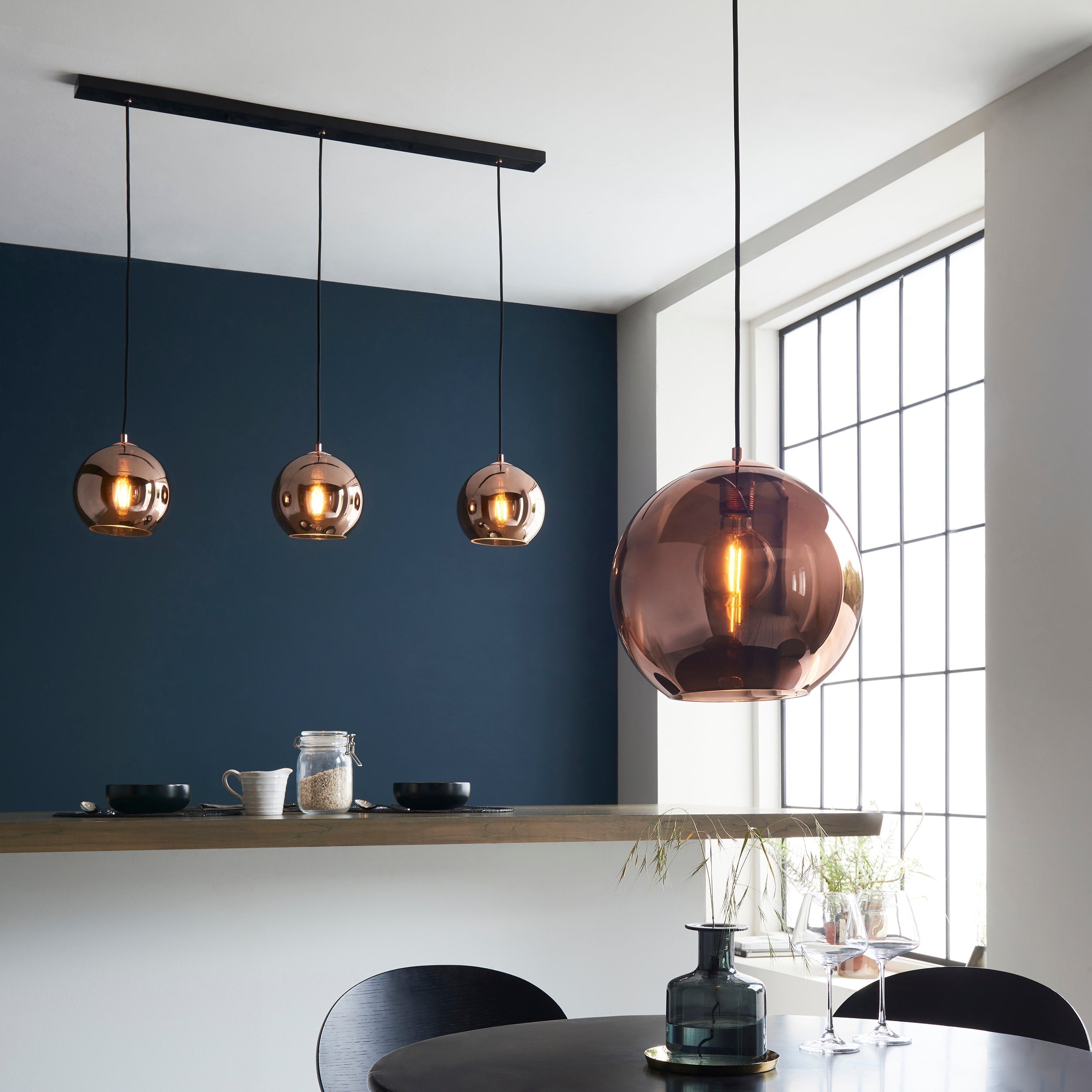 Endon Boli | Copper Mirrored Glass Pendant Light with Dimmable Feature | Modern Design for Contemporary Spaces 5