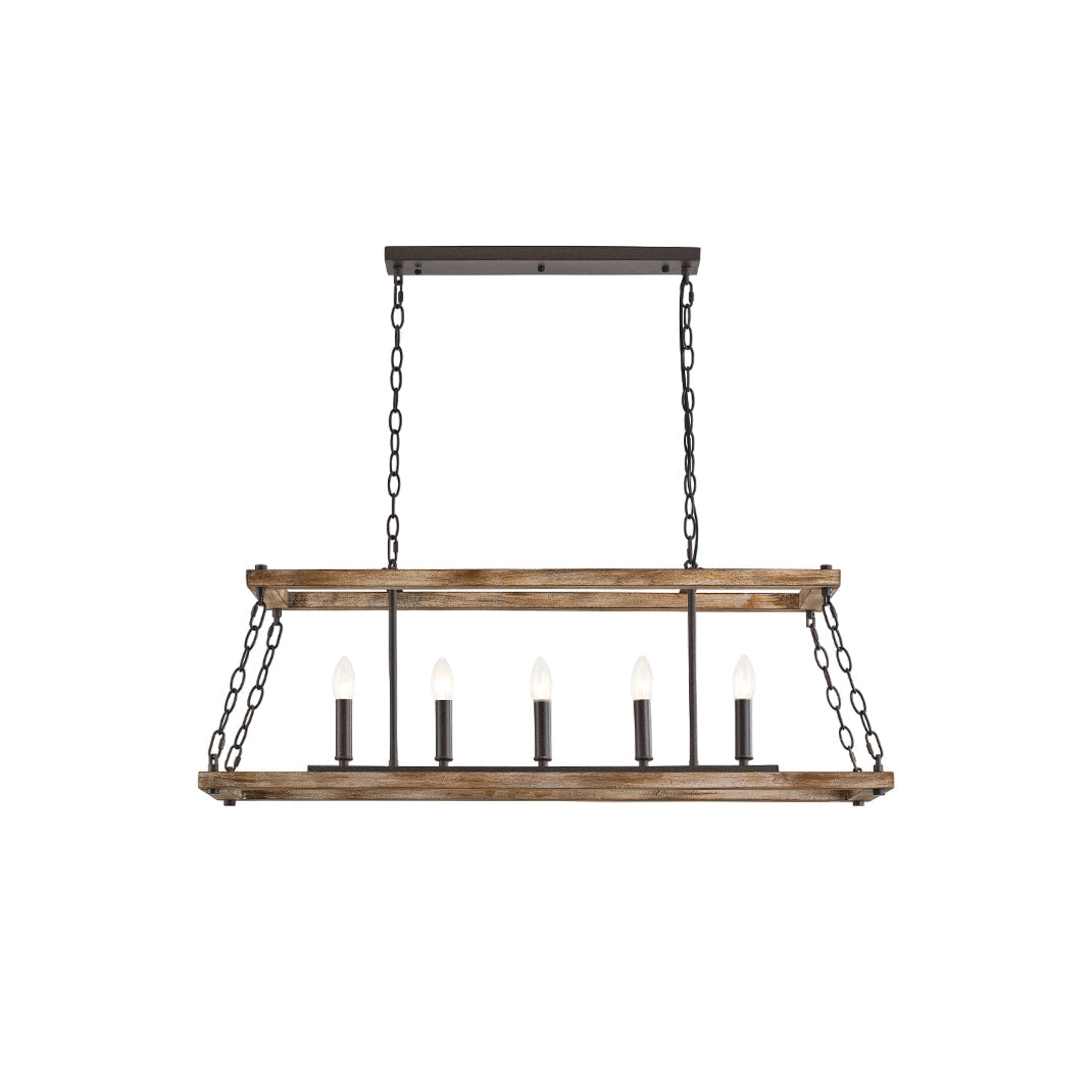Freyza | Ilcaryra Vintage-Industrielle Holz-Pendelleuchte – Industrielles Esszimmer, Wohnzimmer