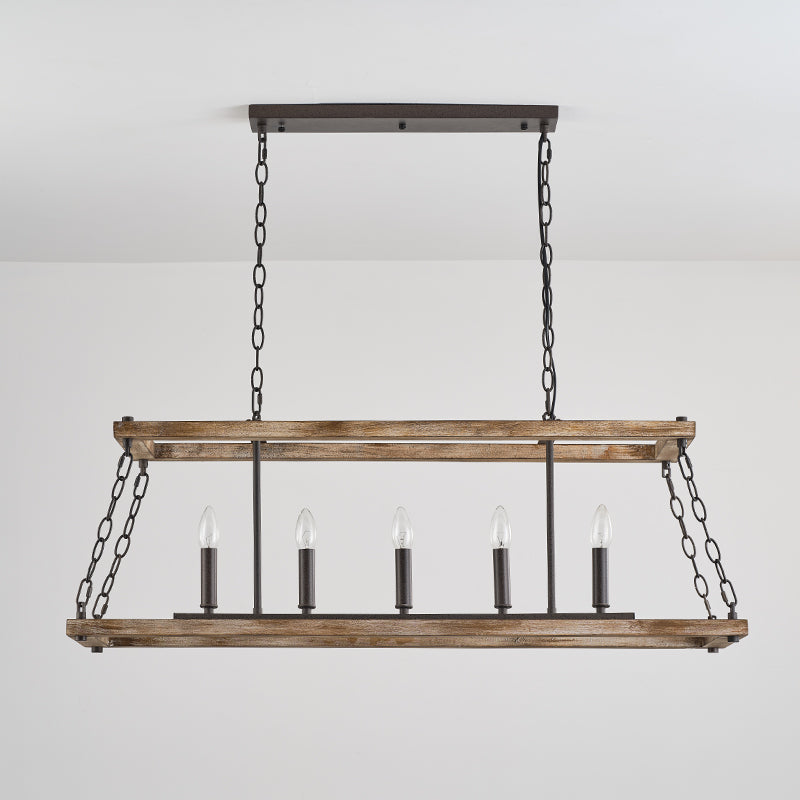 Freyza | Ilcaryra Vintage-Industrielle Holz-Pendelleuchte – Industrielles Esszimmer, Wohnzimmer