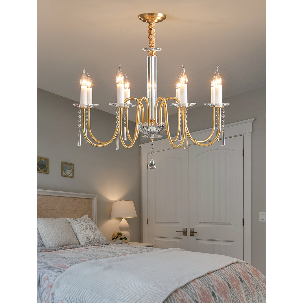 Freyza | Ilphaara Postmodern Luxury Brass Crystal Chandelier – Modern Dining Room Living Room