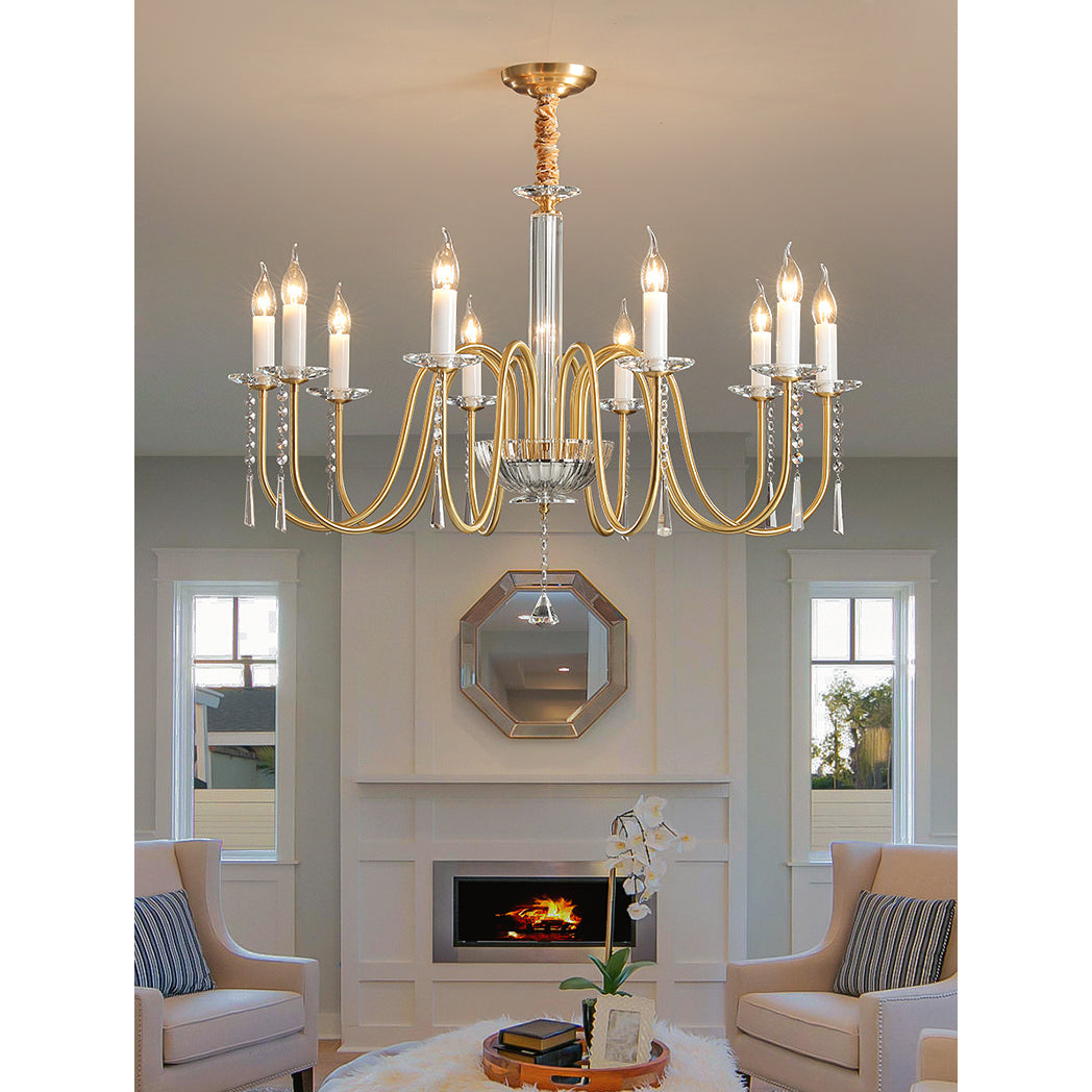 Freyza | Ilphaara Postmodern Luxury Brass Crystal Chandelier – Modern Dining Room Living Room
