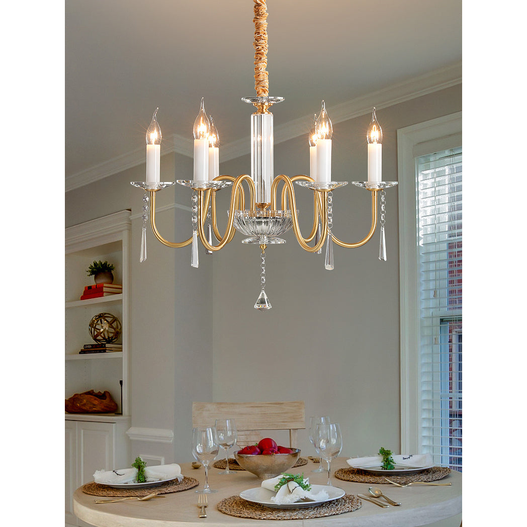 Freyza | Ilphaara Postmodern Luxury Brass Crystal Chandelier – Modern Dining Room Living Room