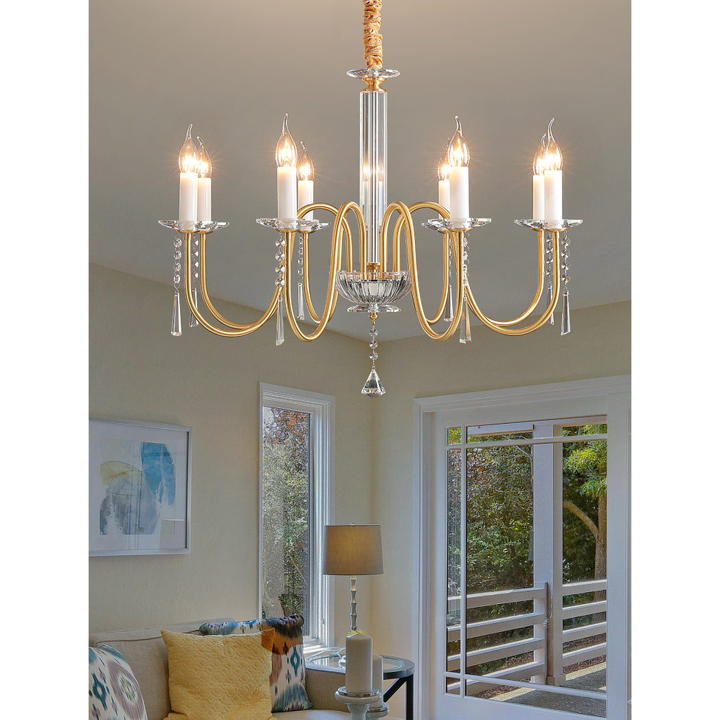 Freyza | Ilphaara Postmodern Luxury Brass Crystal Chandelier – Modern Dining Room Living Room