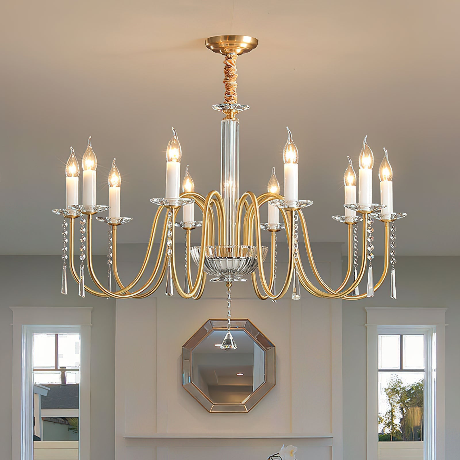 Freyza | Ilphaara Postmodern Luxury Brass Crystal Chandelier – Modern Dining Room Living Room