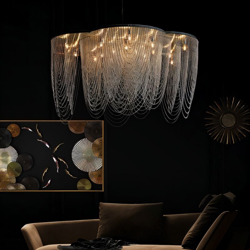 Freyza - Estelle | Eleganter moderner Kronleuchter aus Edelstahl für das Esszimmer