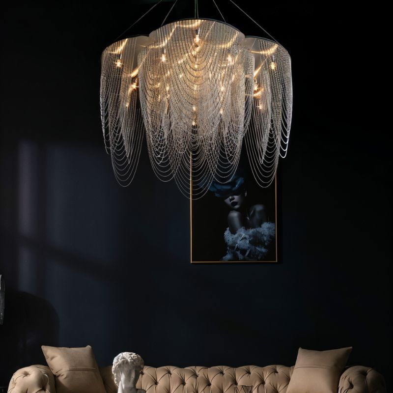 Freyza - Estelle | Eleganter moderner Kronleuchter aus Edelstahl für das Esszimmer
