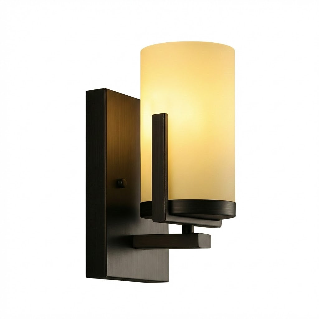 Freyza - LED Wall Sconce Light – Modern Glass Candlestick Iron Black (25x10cm / 10x4in)