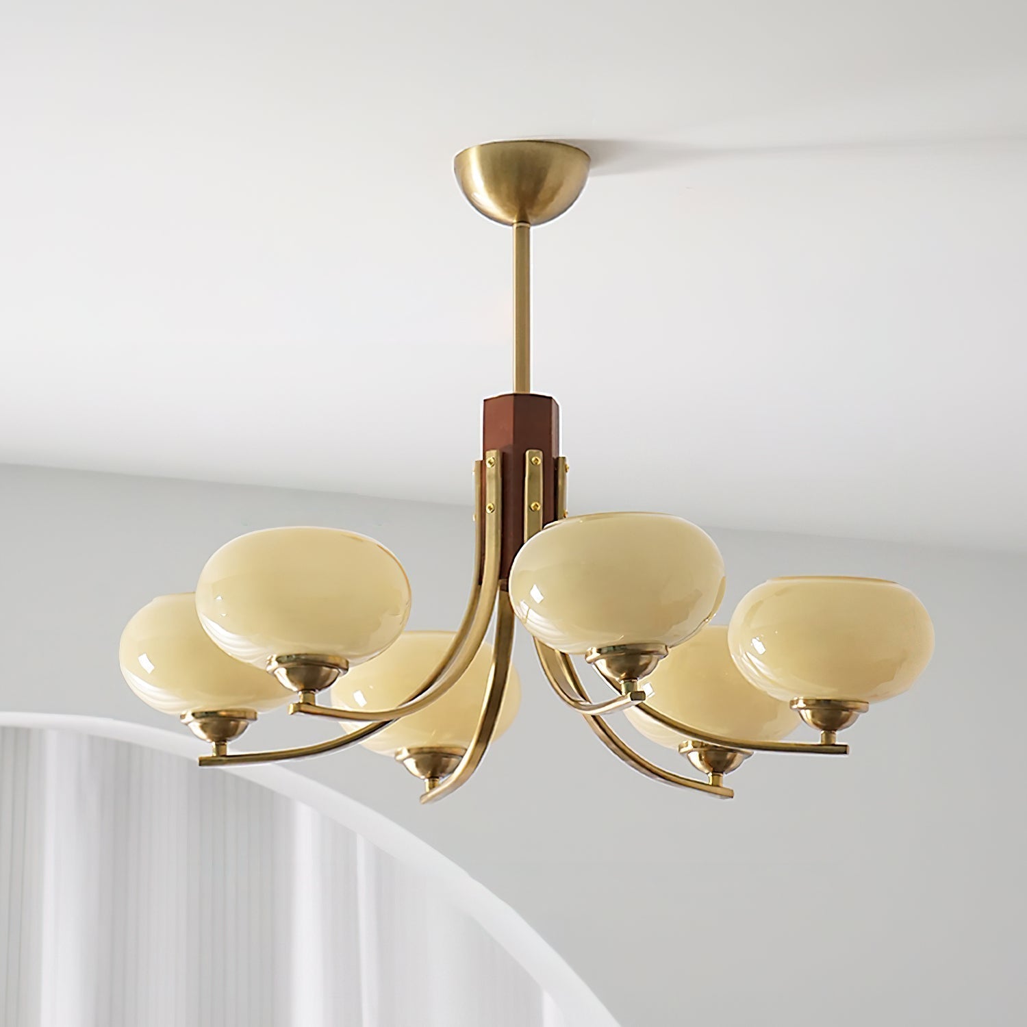 Freyza | Lustre en verre ambré Auralyn à 6 lumières – Salle à manger, salon
