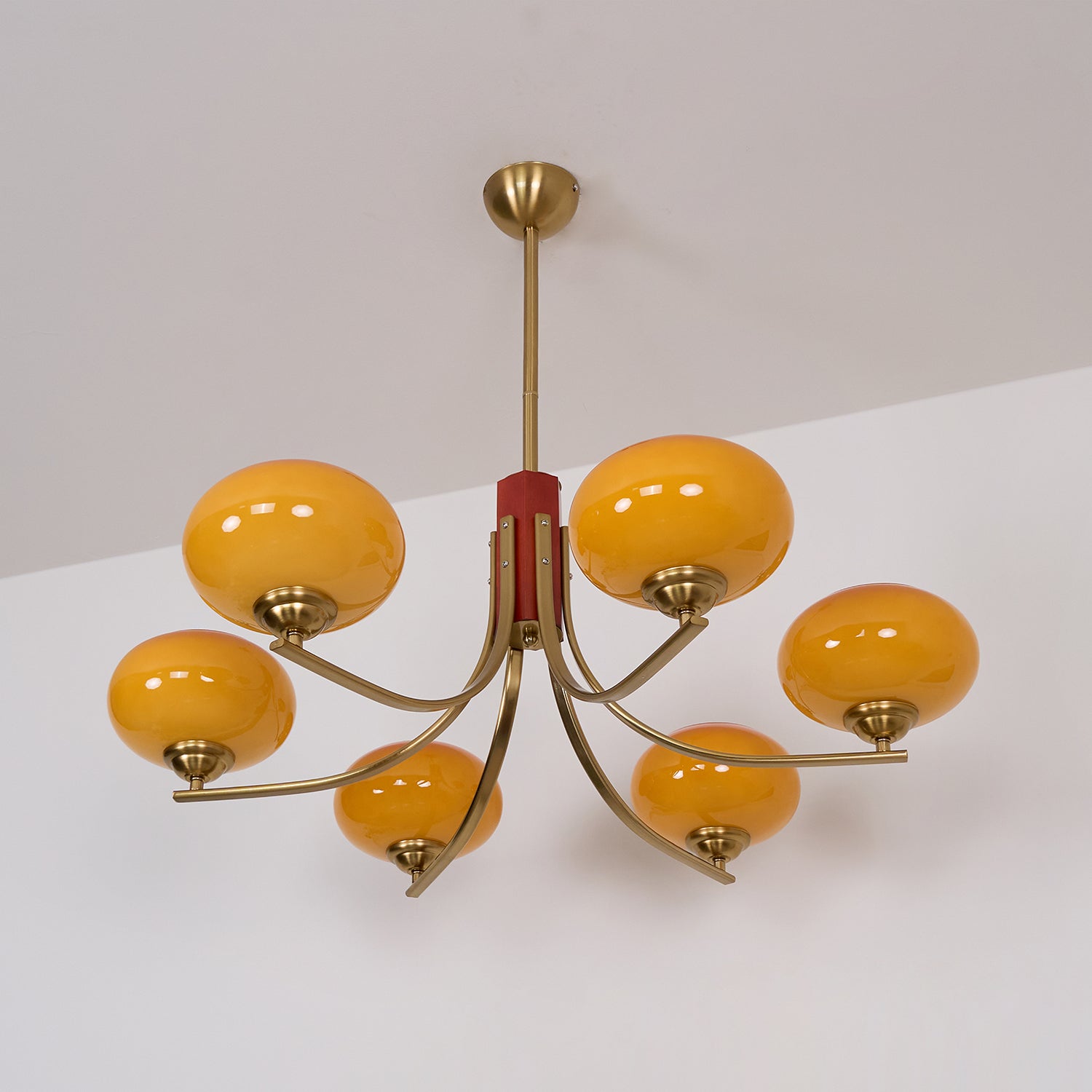 Freyza | Lustre en verre ambré Auralyn à 6 lumières – Salle à manger, salon