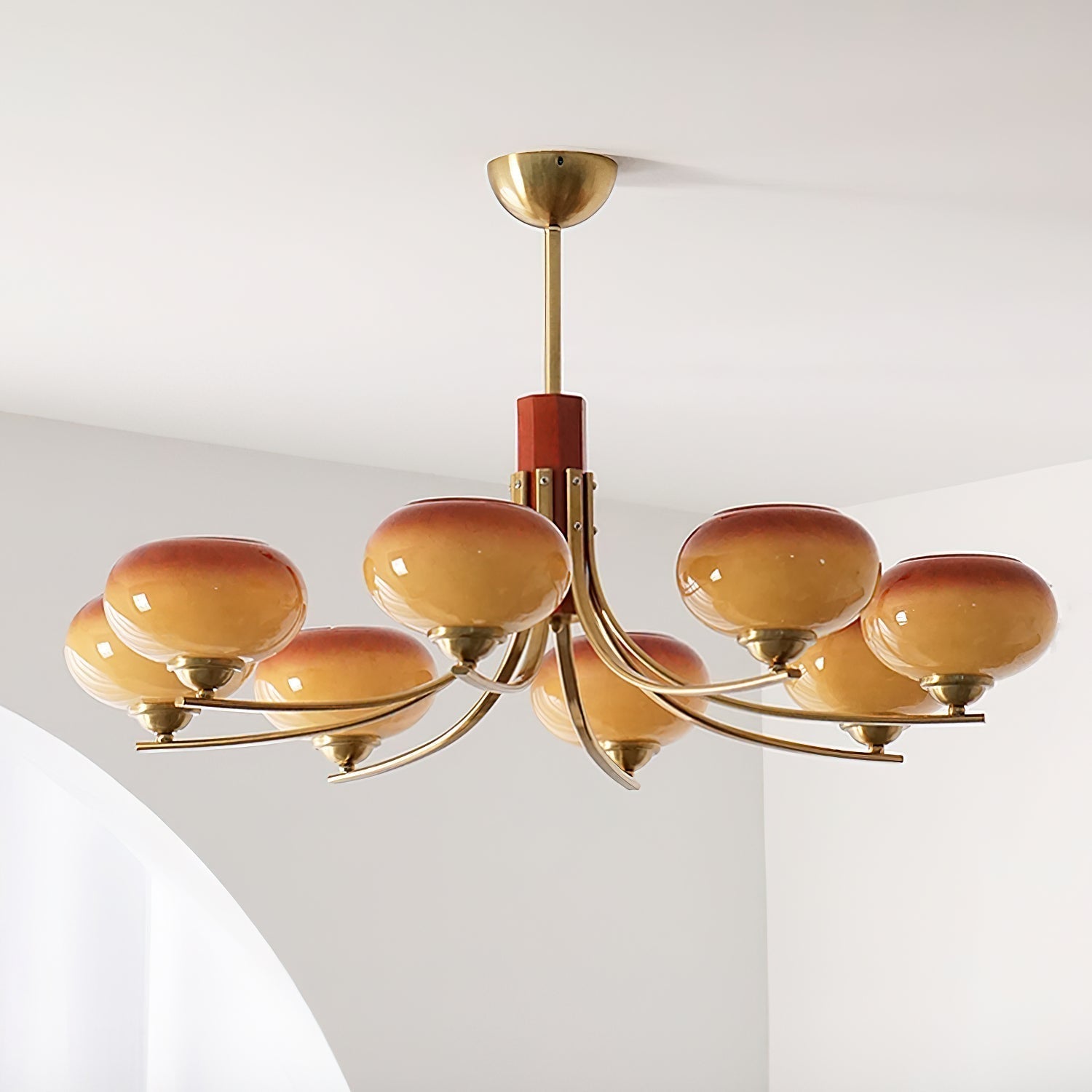 Freyza | Lustre en verre ambré Auralyn à 6 lumières – Salle à manger, salon