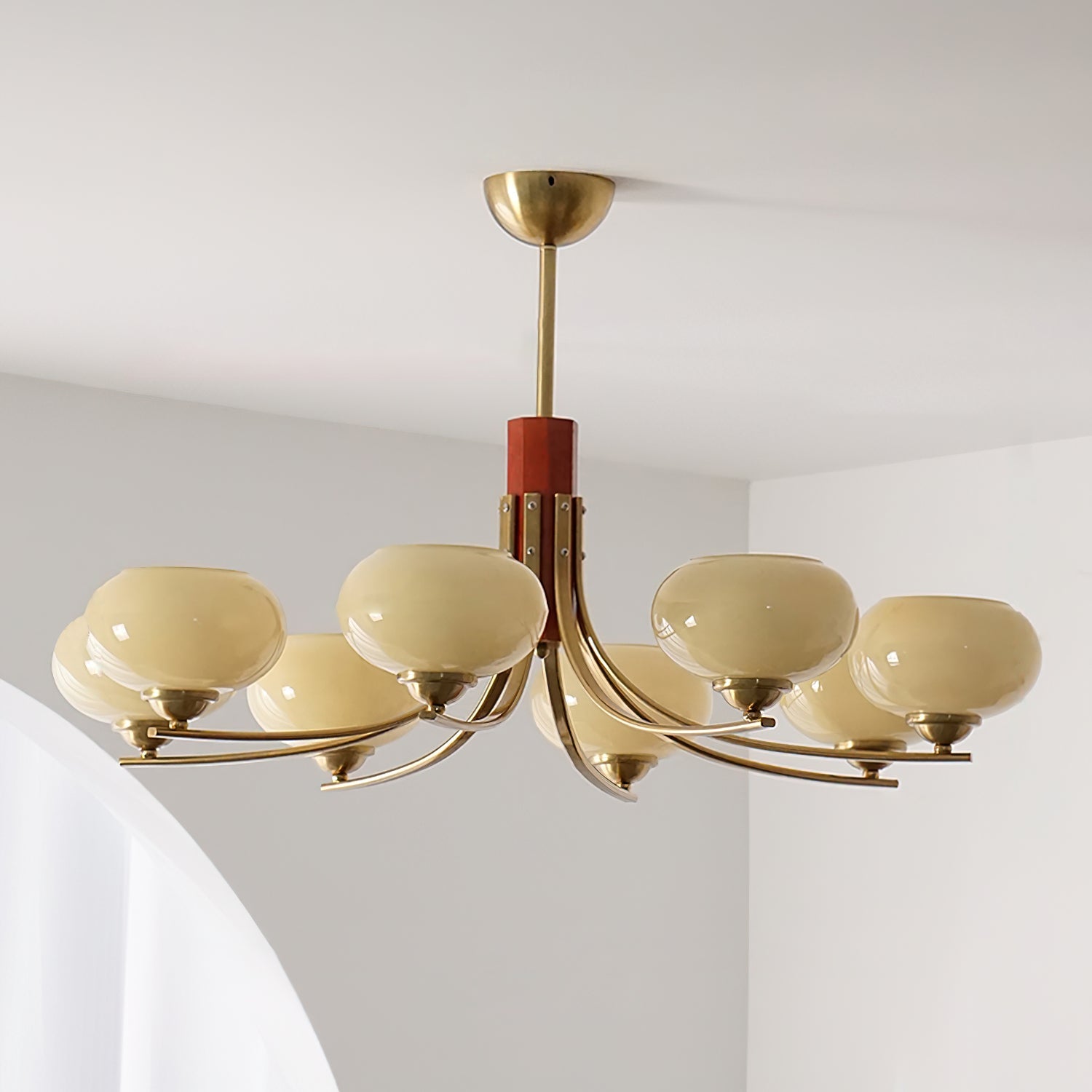 Freyza | Lustre en verre ambré Auralyn à 6 lumières – Salle à manger, salon