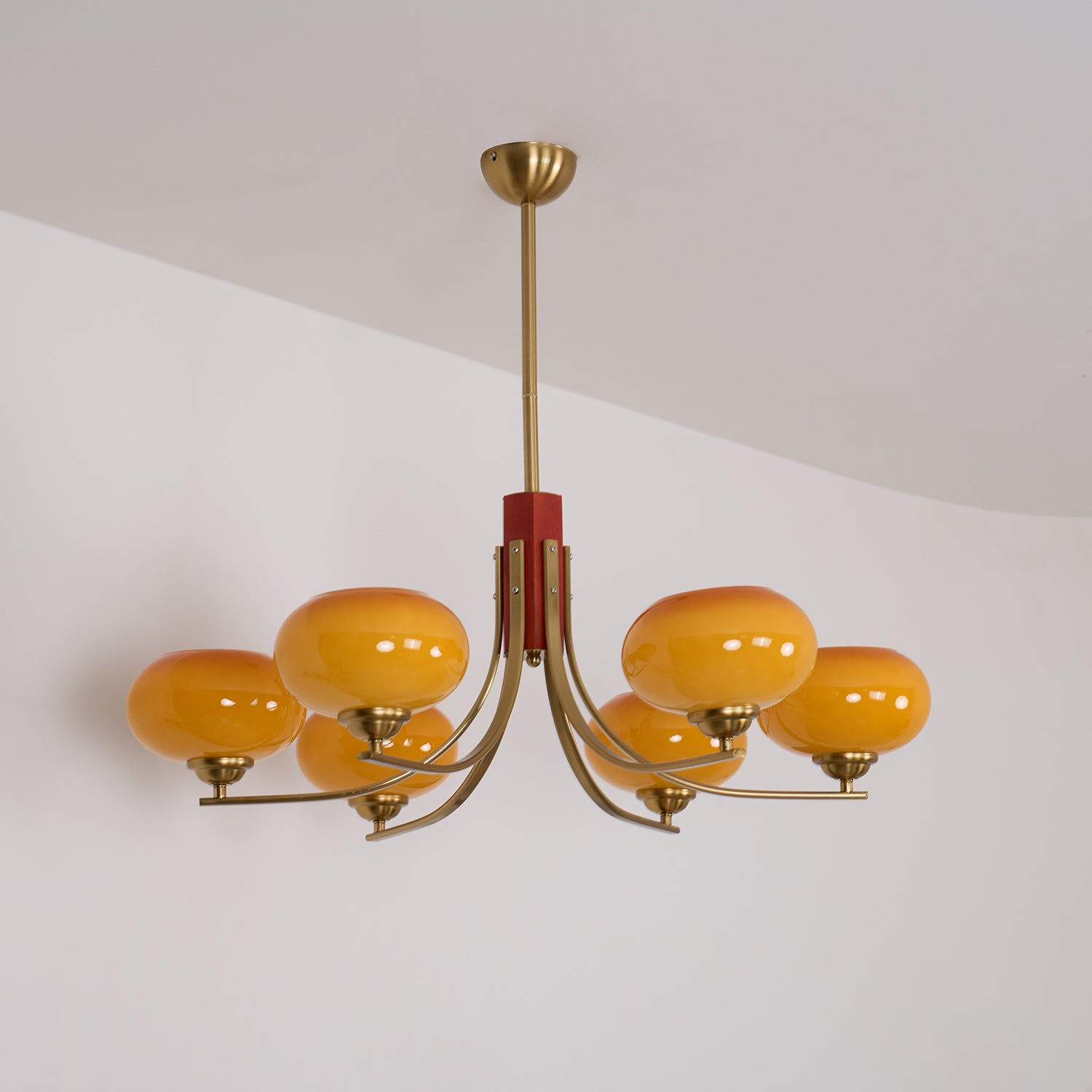 Freyza | Lustre en verre ambré Auralyn à 6 lumières – Salle à manger, salon