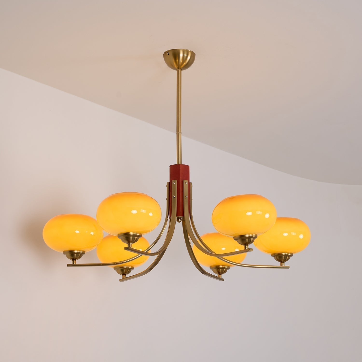 Freyza | Lustre en verre ambré Auralyn à 6 lumières – Salle à manger, salon