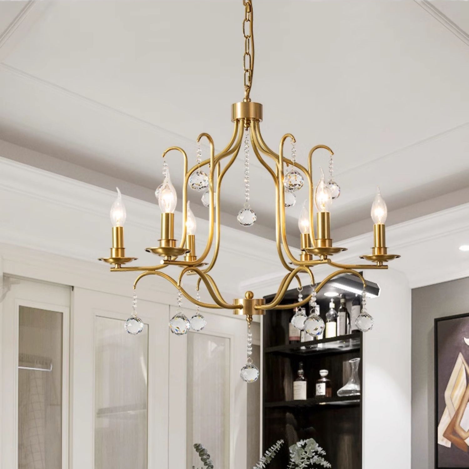 Freyza | Ulliria Postmodern Luxury Brass Crystal Chandelier – Modern Dining Room Living Room