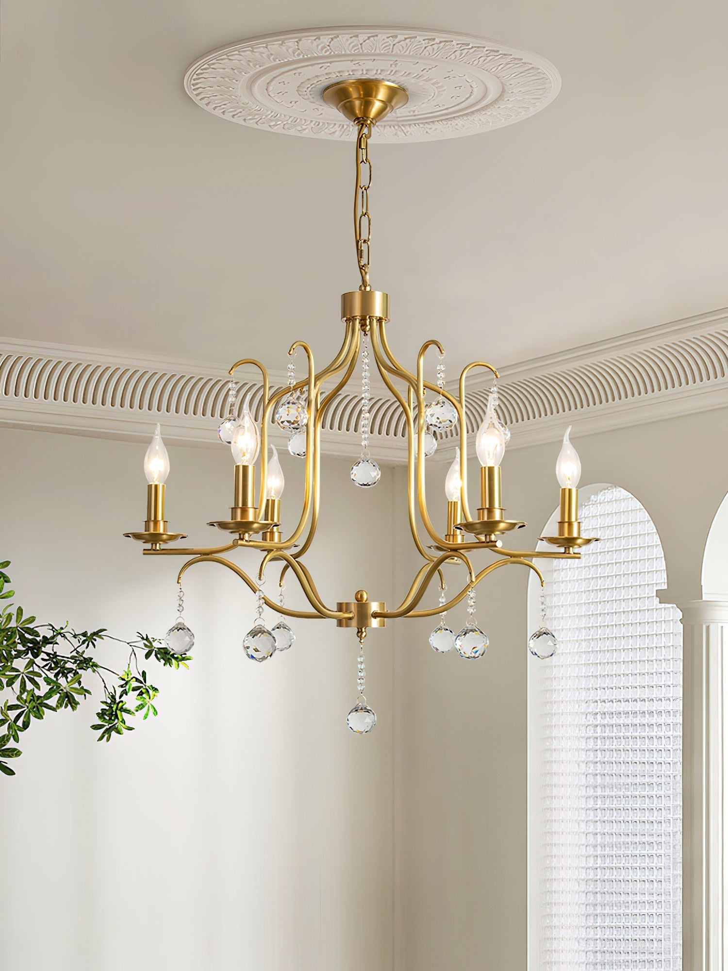 Freyza | Ulliria Postmodern Luxury Brass Crystal Chandelier – Modern Dining Room Living Room