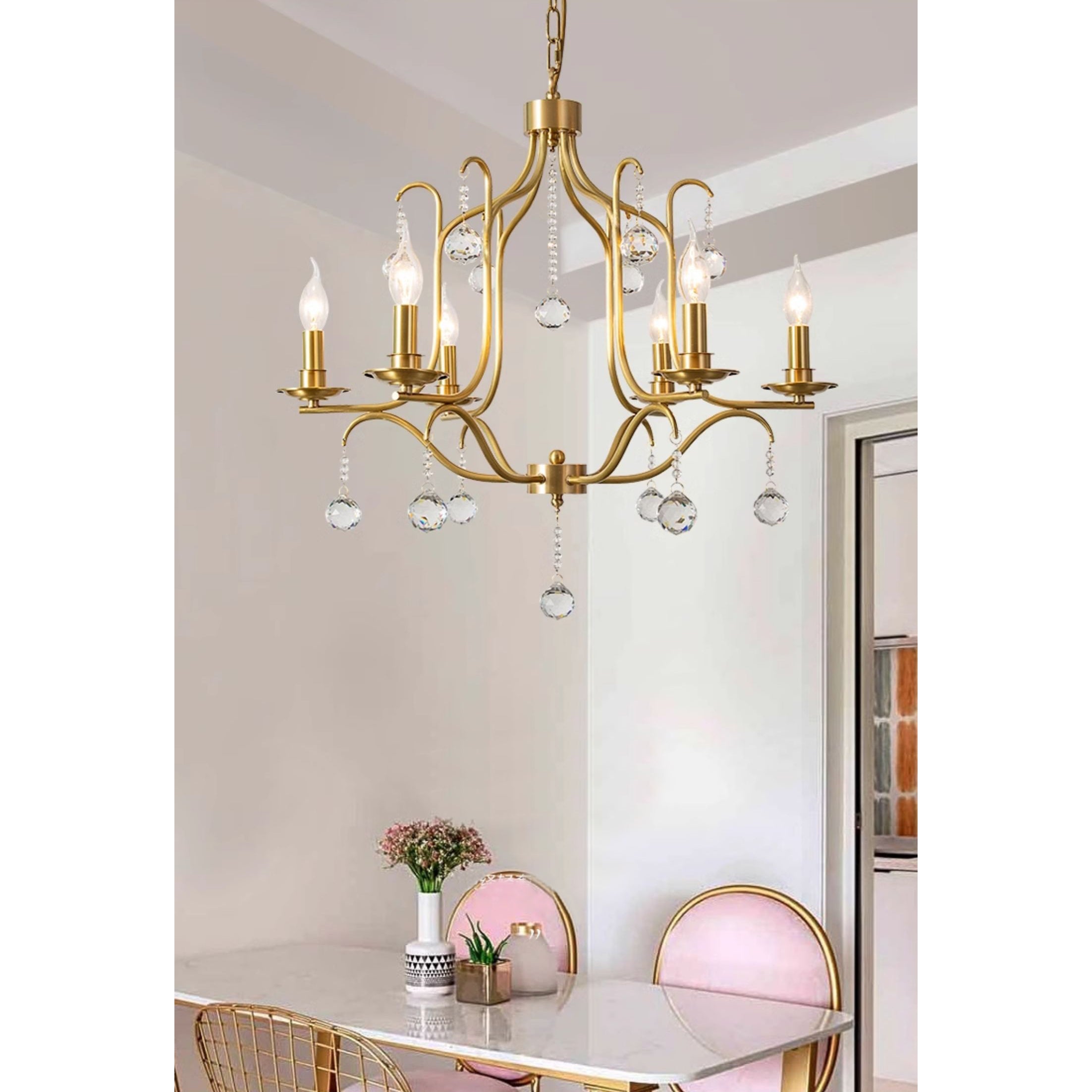 Freyza | Ulliria Postmodern Luxury Brass Crystal Chandelier – Modern Dining Room Living Room